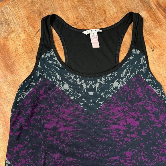 Cabi Long Line Yoga Tank Womens Small Racerback Mesh Layered Running Workout - Picture 2 of 8